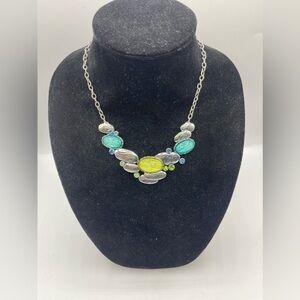 BEAUTIFUL Signed Necklace with Multi Color Amber Crystals/
